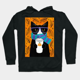 Autumn Coffee Tuxedo Cat Hoodie